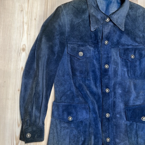 American Vintage Blue & Suede Leather Reversible Jacket - Picture 4 of 16